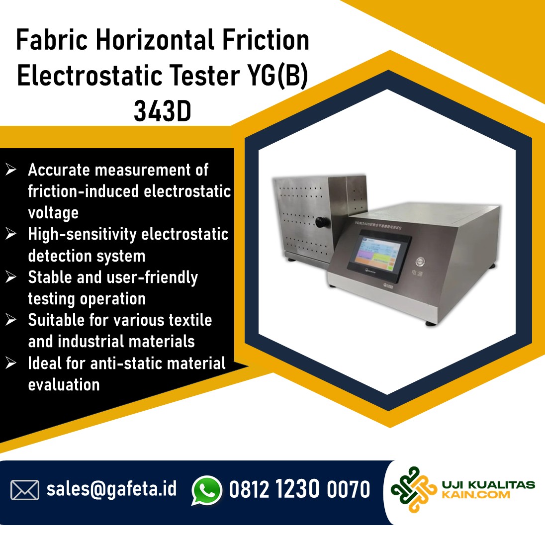 Friction Electrostatic Tester YG(B)343D Alat Uji Elektrostatik Gesekan Kain
