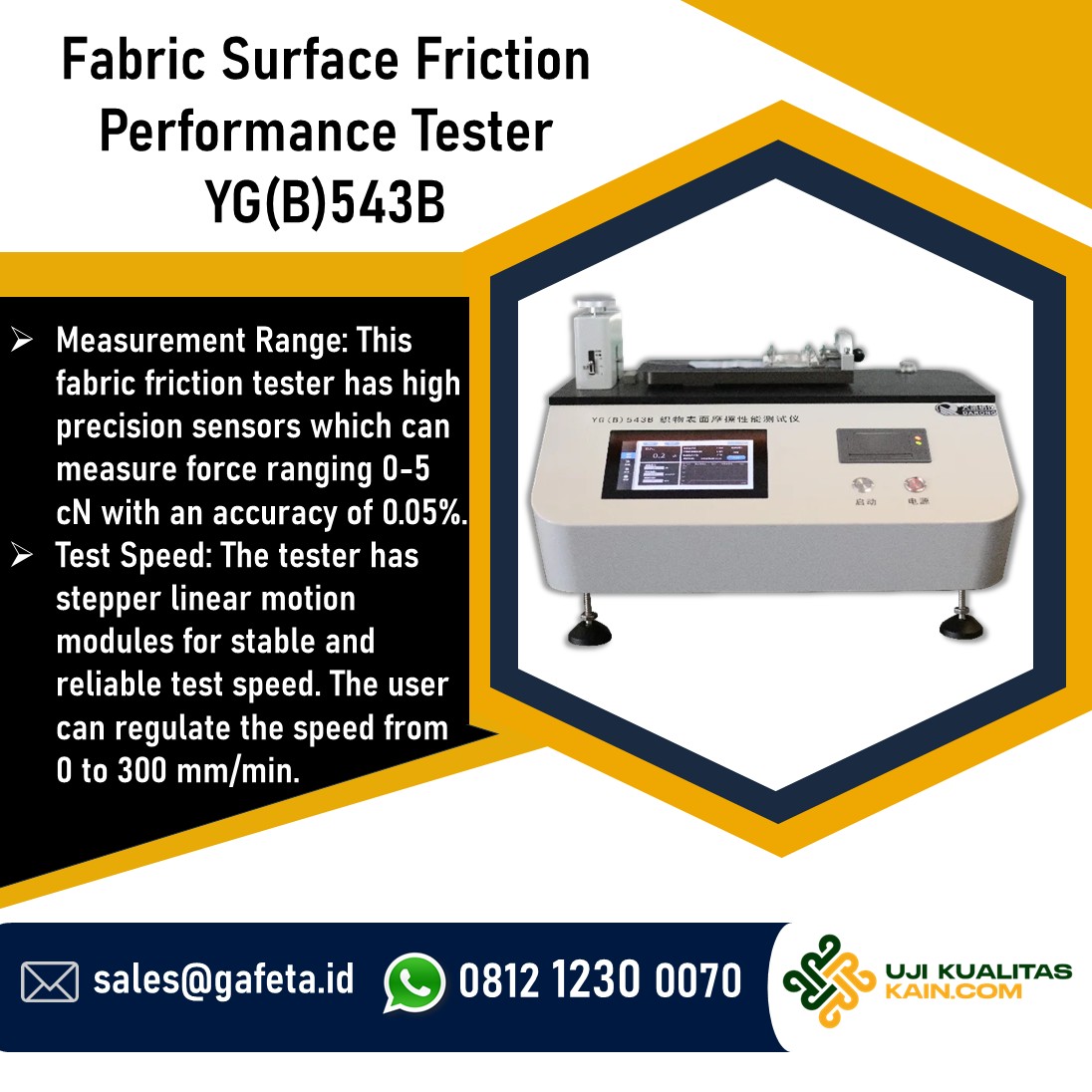 Fabric Surface Friction Performance Tester YG(B)543B - Alat Uji Teskstur Kain