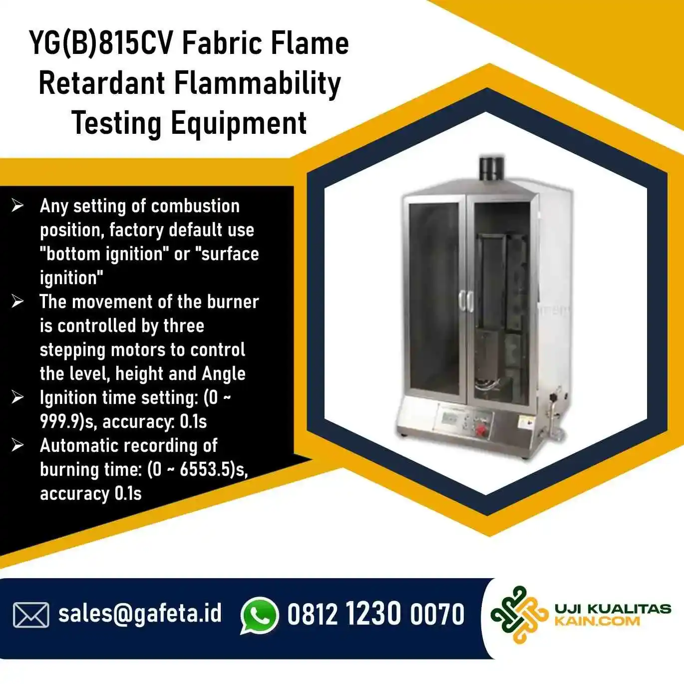 Jual Fabric Flame Retardant Tester: Uji Ketahanan & Penyebaran Api Kain
