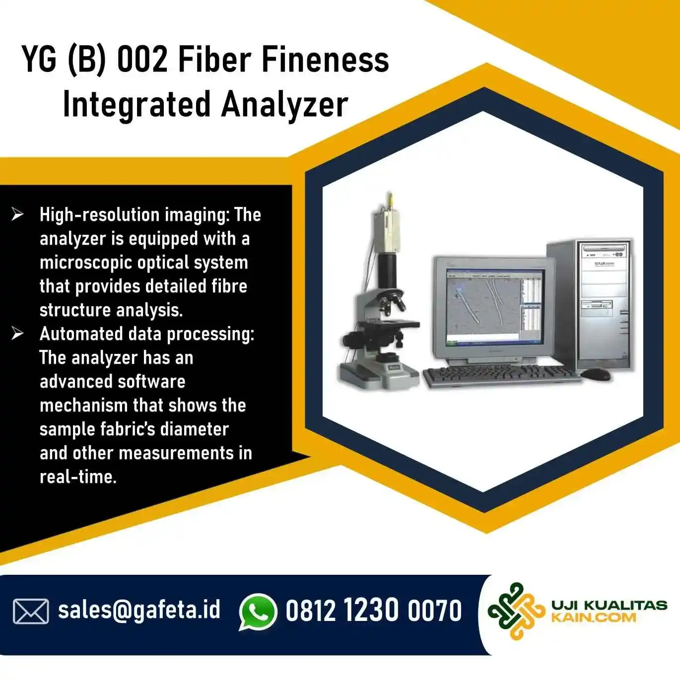 YG(B)002 Fiber Fineness Integrated Analyzer: Analisis Serat QC Tekstil