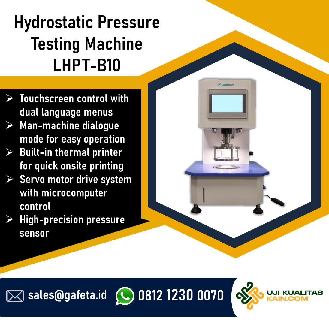 Jual Hydrostatic Pressure Machine LHPT-B10 untuk Uji Tekanan Hidrostatis