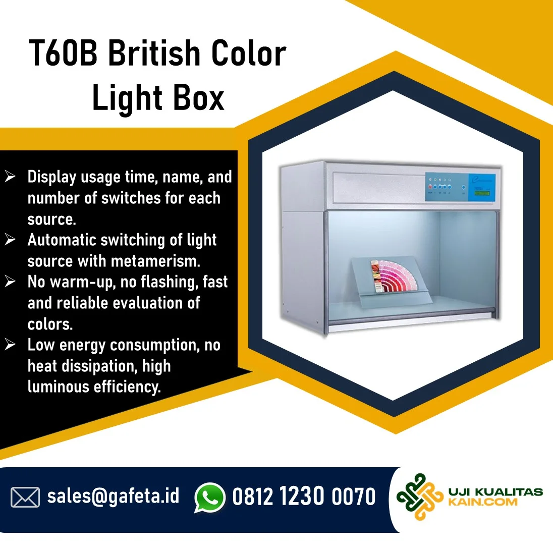 T60B British Color Light Box untuk Uji Perbedaan Warna